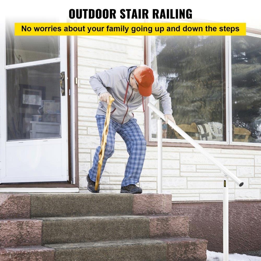 Stairway-Geländer-Set, 1,5 m Handläufe 0–5 Stufen, verstellbarer Winkel, weiße Aluminium-Stappenhandschiene für ältere Menschen,