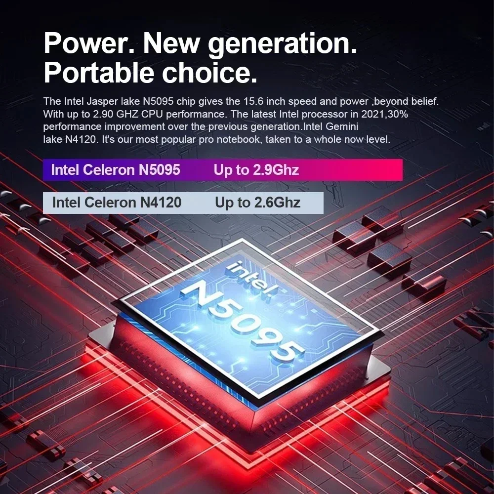 Ordinateur portable de jeu Windows 11 Intel Celeron N5095 15.6 pouces 16GB 1 to SSD ordinateur de bureau PC déverrouillage par empreinte digitale ordinateur portable