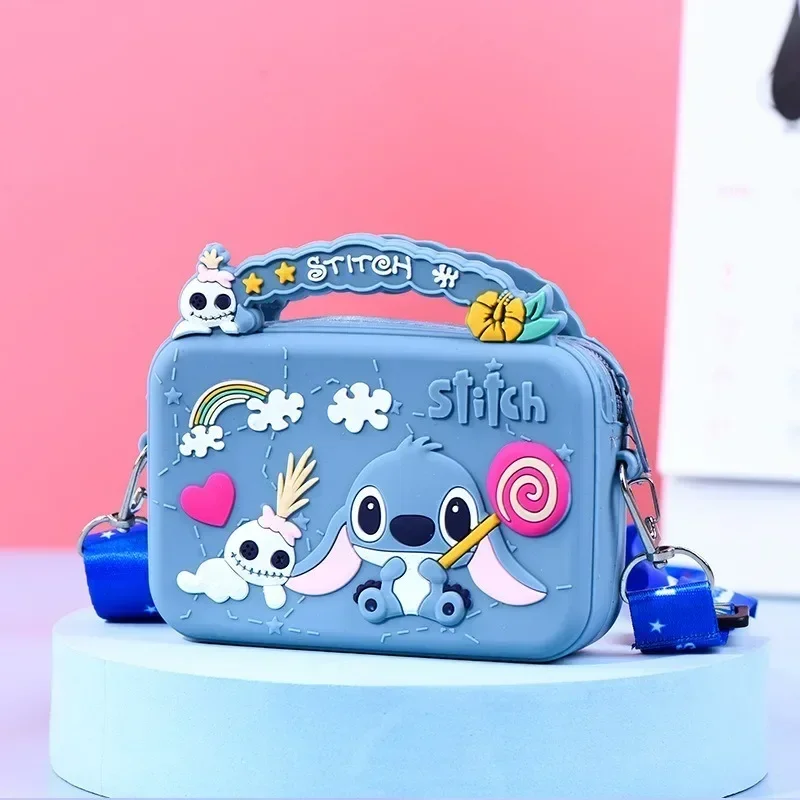 Stitch disney saco de silicone dos desenhos animados anime figura stich bolsa de ombro lilo & stitch moda crianças menina acessórios moeda bolsa presente