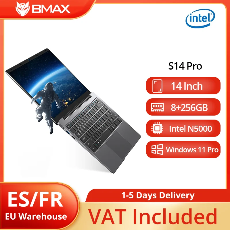 Bmax S14 Pro Intel N5000 8 GB RAM 256 GB SSD CPU 1920 x 1080 14 Zoll Laptop Windows 11 Dual Notebook Wifi USB Laptop PC