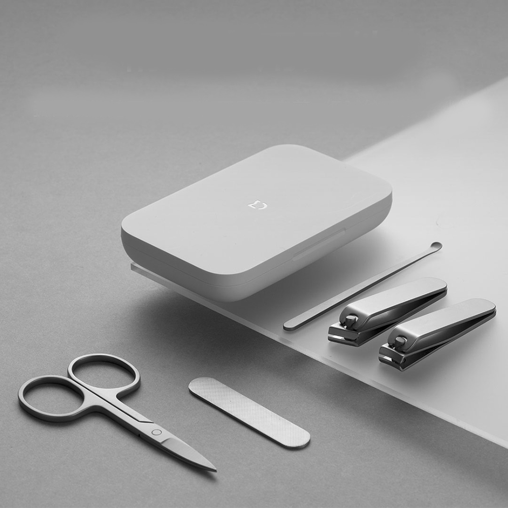 Xiaomi mijia cortador de unhas conjunto de cinco peças branco de alta qualidade de aço inoxidável absorção magnética simples conjunto de cinco peças portátil