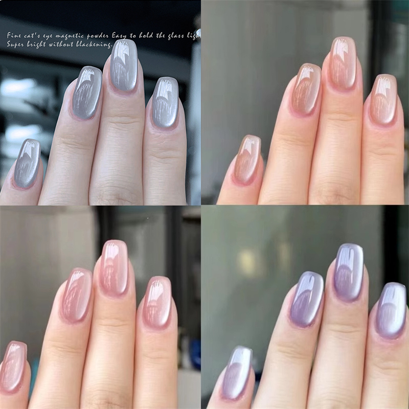 อัพเกรดกํามะหยี่ Cat Eye Magnetic Powder Porcelain สีขาว 9D ผลการจับคู่สี DIY ตกแต่งเล็บ Chrome Pigment