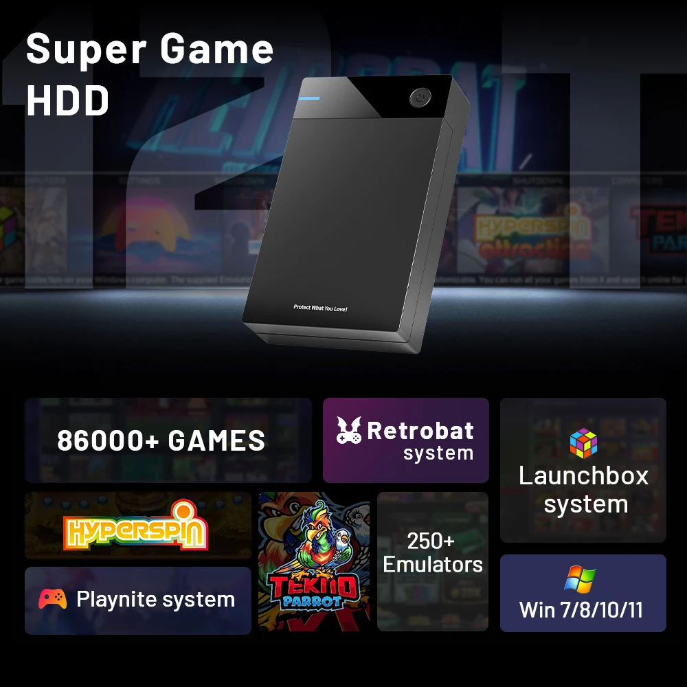 HDD para juegos 12T con Hyperspin Launchbox Retrobat Playnite Super consola con más de 86000 juegos Retro Vidoe para PS3/PS2/PSP/WII/WIIU/DC
