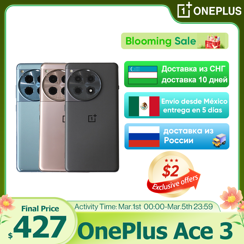 Oneplus ACE 3 5G Global Rom Snapdragon 8 Gen 2 6,78 ''1.5K 120Hz Pantalla AMOLED 5500mAh Batería 100W Carga SUPERVOOC