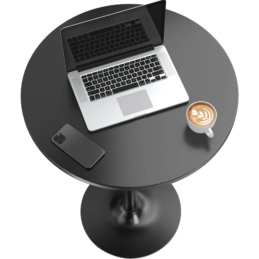 Bistro Pub Table 2 Pack Round Bar Height Cocktail Table Metal Base MDF Top Obsidian Table with Black Leg