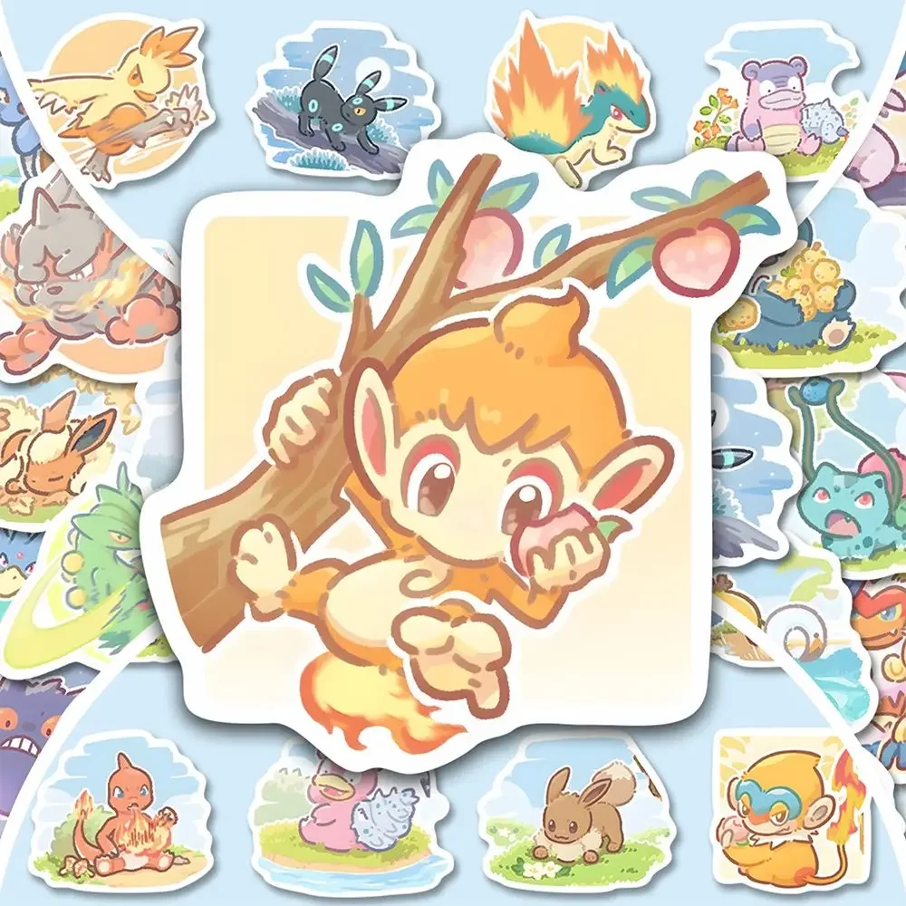 63 個ポケモンアニメステッカーピカチュウのラップトップスケートボードスーツケースかわいいステッカーギター電話漫画子供のギフトのおもちゃ