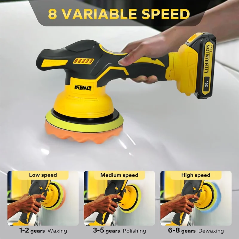 Dewalt 8 Gears Digital Display Cordless Car Polisher Electric Polisher Auto Car Waxing Polishing Machine For Dewalt 20V Battery