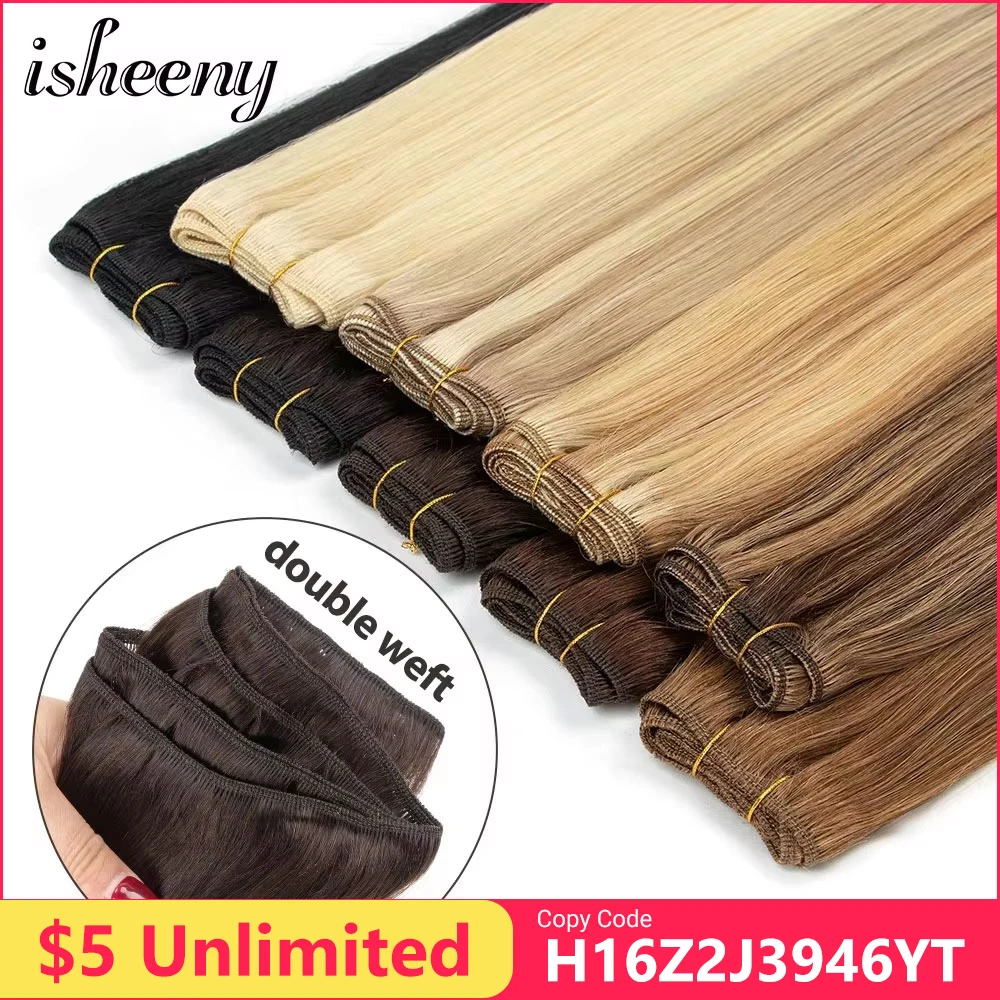 Tissage en lot brésilien Remy naturel lisse blond 12-24 pouces, Extensions de cheveux cousus dans la trame, 50g