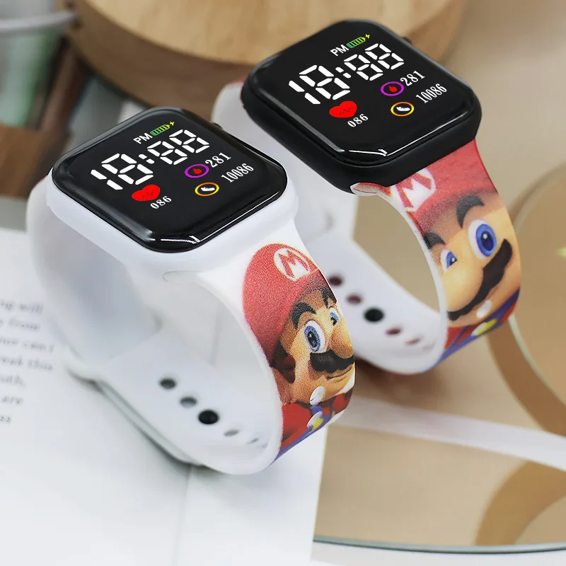 Reloj electrónico de Mario bro para niños y niñas, pulsera deportiva digital LED con estampado de figuras de dibujos animados, Luigi, regalo de cumpleaños, novedad