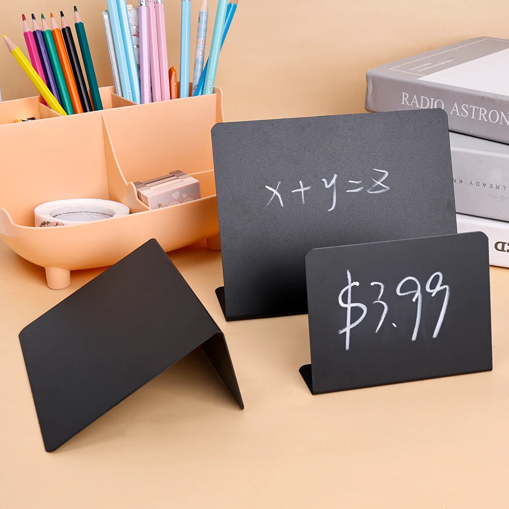 Bureau Portable en forme de L PVC prix signe Table carte Place cartes Mini tableaux à messages tableau Portable Menu tableau noir