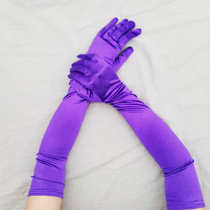 55cm mujeres satén suave vestido de noche etiqueta guantes largos estilo Retro accesorios para banquete elasticidad cena fiesta espectáculo