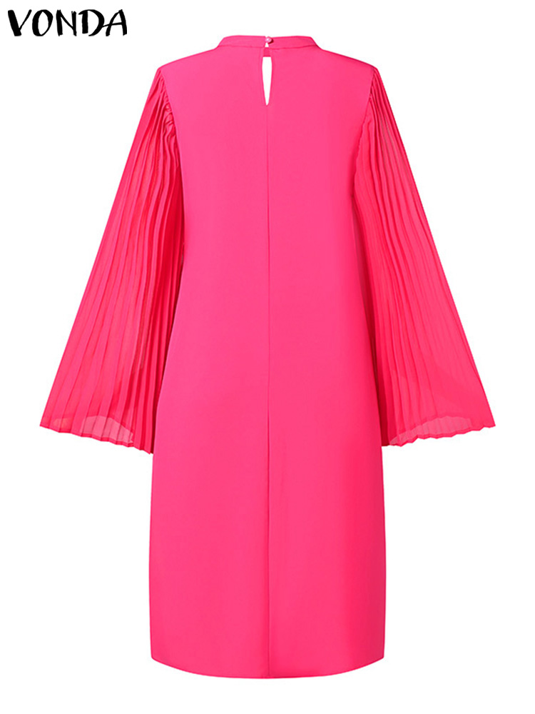 Vonda-女性の無地のフレアスリーブのサンドレス,イブニングドレス,エレガントなイブニングドレス,カジュアルドレス,ラージサイズ,5xl,ヴィンテージ,2024