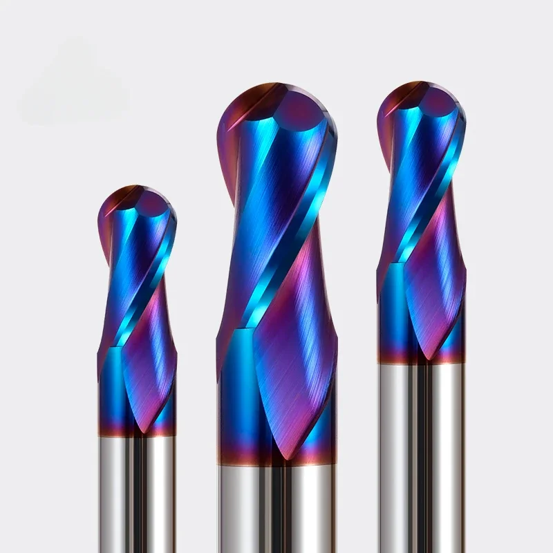 HRC65 HRC70 ความแข็งสูง Ball Nose End Mill ทังสเตนคาร์ไบด์เครื่องตัด CNC Router Bit Milling เครื่องมือ R0.5 6 มม.8 มม.10 มม.12 มม.