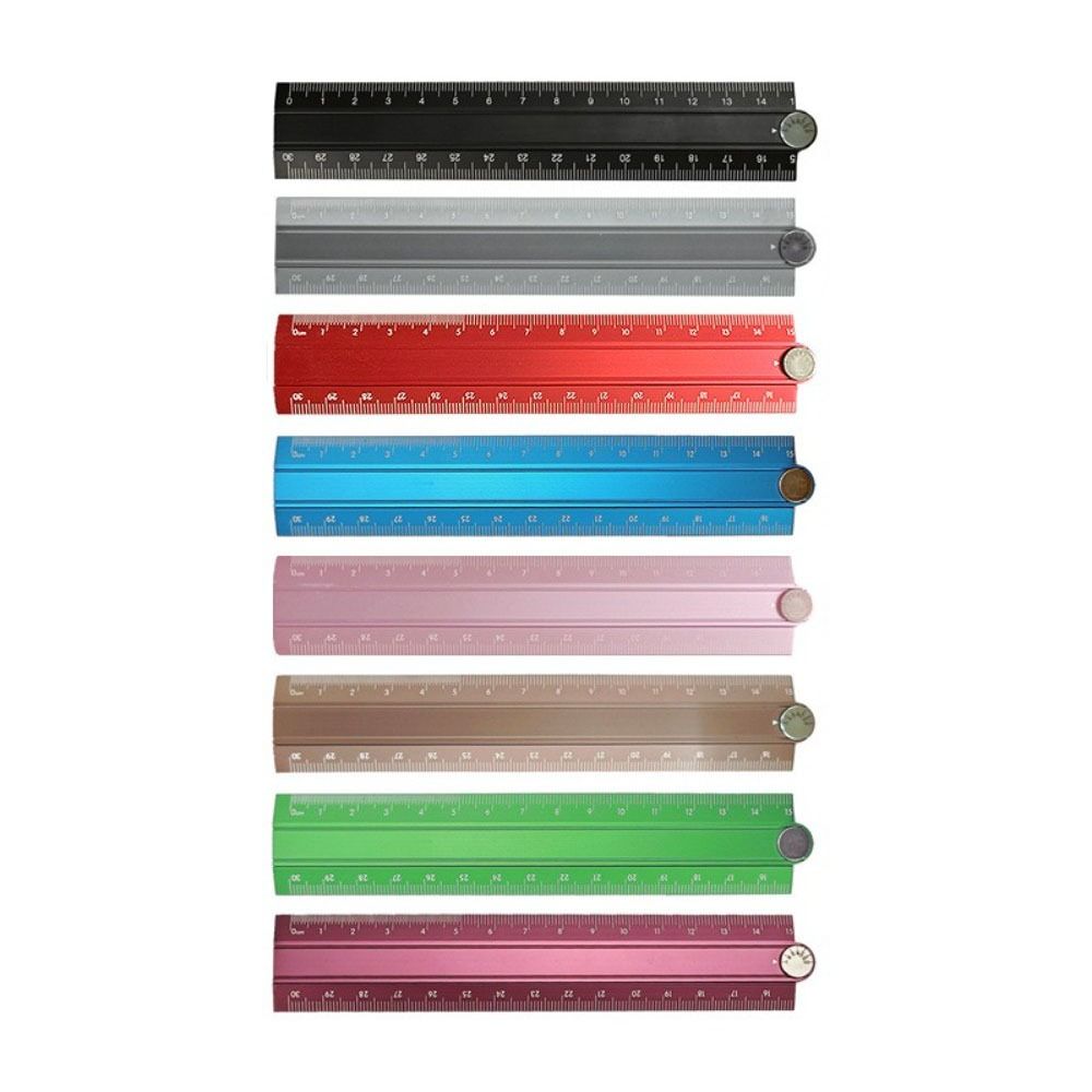 Righello pieghevole stile semplice 15 cm 30 cm Regola di cancelleria in metallo in lega di alluminio Strumento di misurazione pieghevole creativo per disegno per studenti