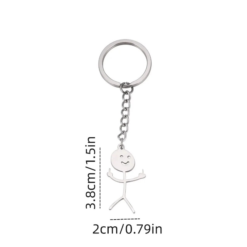 Cartoon Couple Stainless Steel Keychain For Men, Graffiti Keychain