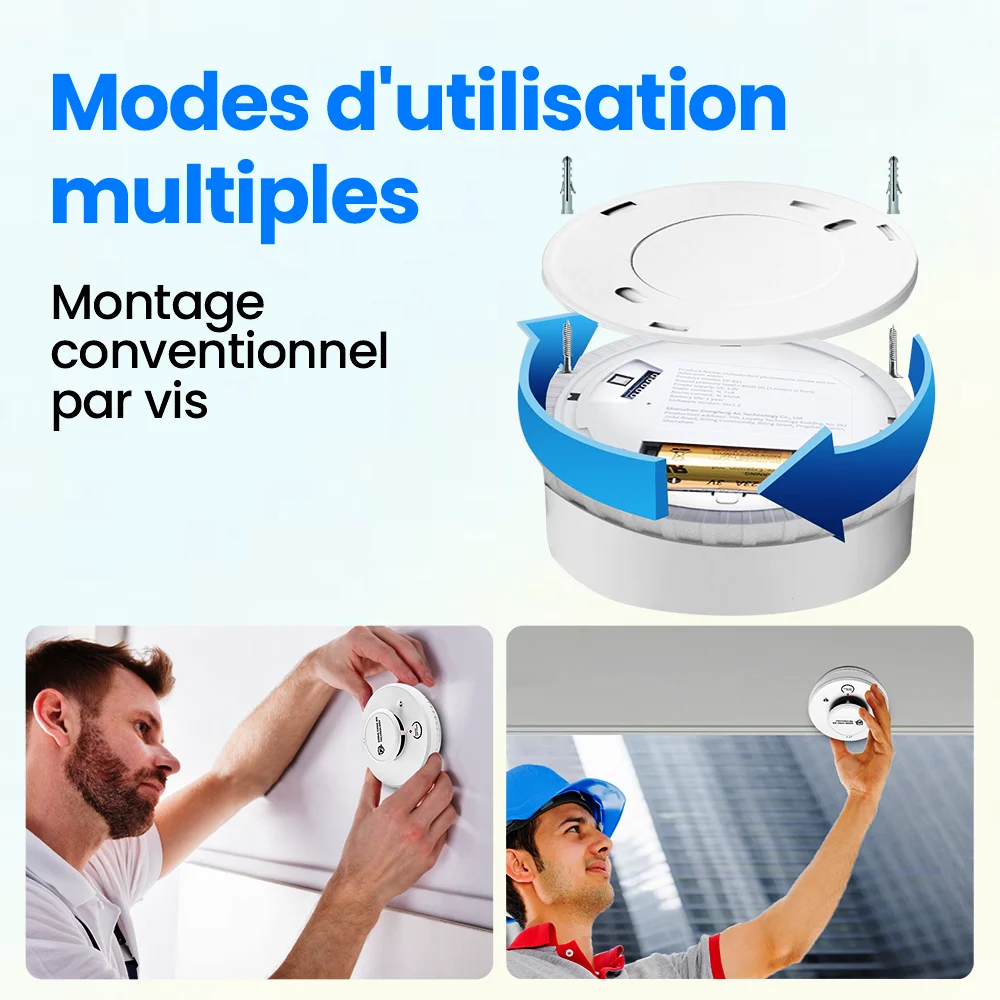 DFA Mini détecteurs de fumée 2 en 1 et détecteur de chaleur indicateur LED alarmes incendie avec détecteur de fumée photoélectrique avancé avec EN 50291
