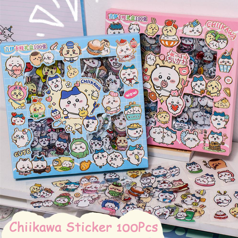100 pçs chiikawa sanrio adesivos brinquedo bonito transparente applique computador skate diy decoração acessórios presentes de natal