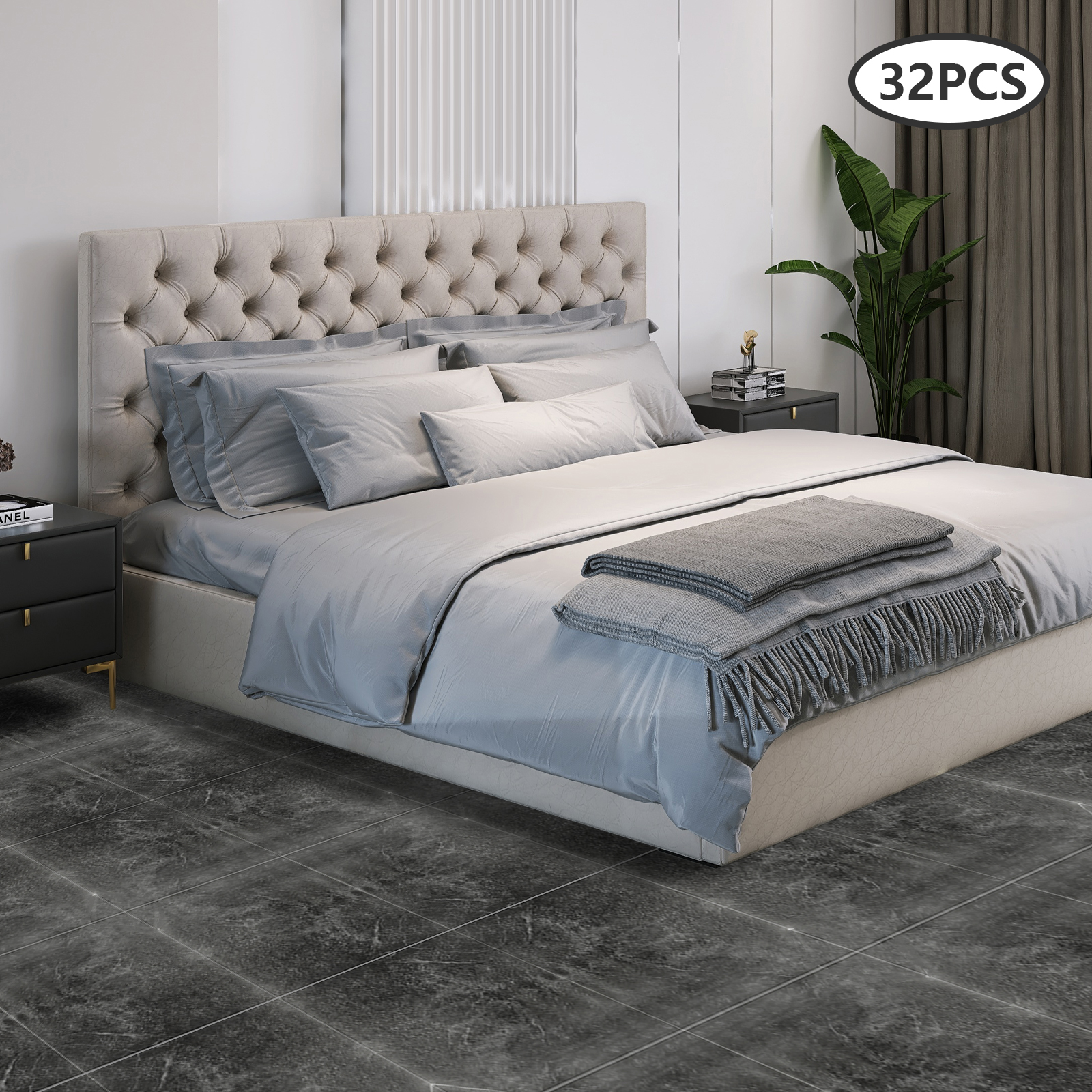 Wood Laminate Flooring, Livingroom Stick on Floor Tiles, Waterproof Peel and Stick Floor Tile