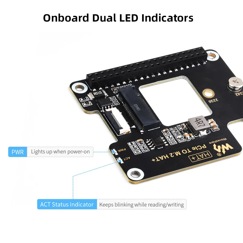 Raspberry Pi 5 PCIe a M.2 HAT NVME Placa de expansión de alta velocidad con Cable 16P GPIO Header compatible con enfriador activo para RPI 5 Pi5