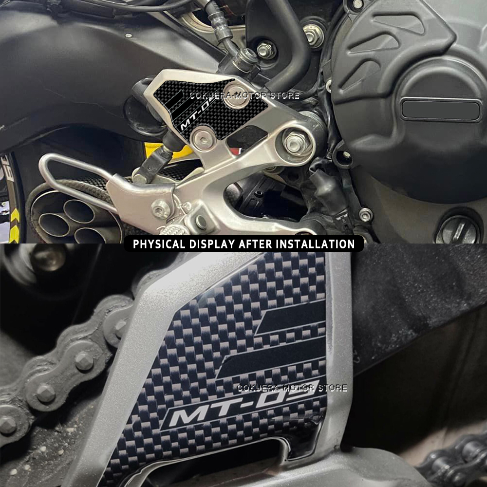 For YAMAHA MT09 MT 09 2017-2020 Motorcycle Accessories 3D Resin Sticker Guards Heel Pad Protective Sticker