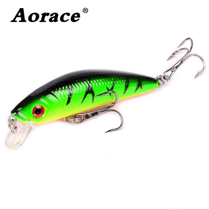 Aorace Minnow señuelo de pesca 70mm 8g ojos 3D Crankbait wobbler cebo duro de plástico Artificial aparejos de pesca