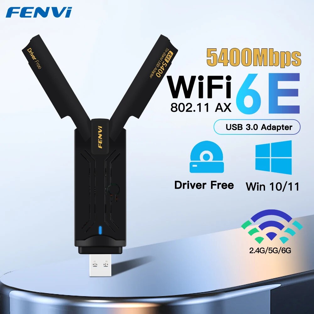 Fvi-Adaptador USB AX5400 para ordenador portátil, antena de tarjeta de red con 3 bandas, 2,4G/5G/6GHz, WiFi, 6, Win10/11, SIN controlador