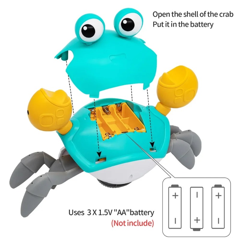 Jouet de courir de crabe dansant pour bébés, crabes d'évasion interactives rampantes, cadeau d'anniversaire pour bébé, Thanksgiving, noël, édition batterie
