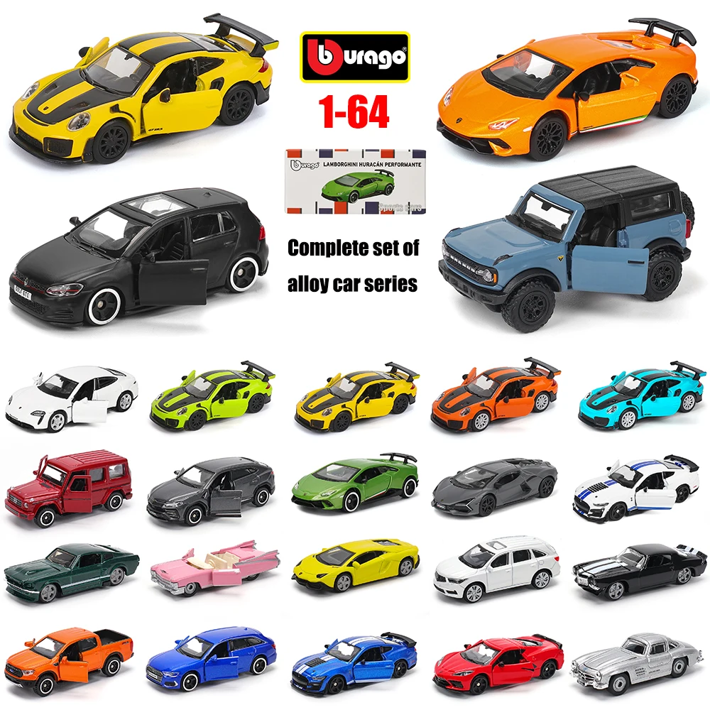 Bburago 1:64 golf Porsche 911 Shelby Raventon Mustang Lamborghini kolekcja seria samochodów odlewany model zabawka na prezent dla dzieci