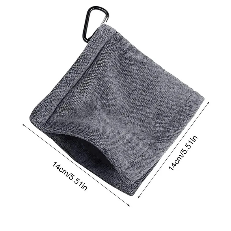 Toalha de limpeza de bola de golfe de microfibra quadrada com mosquetão gancho limpador de absorção de água clube de golfe para cabeça limpar pano limpo
