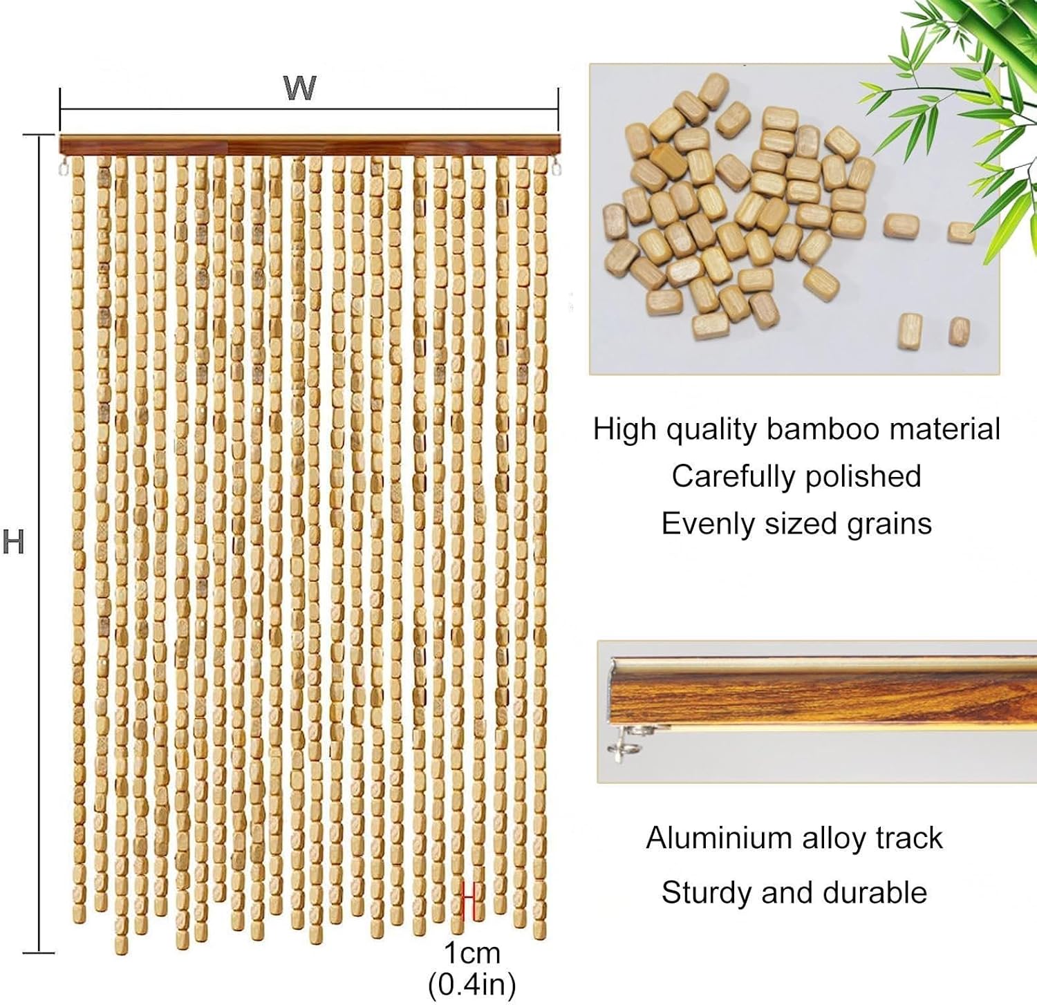 Cortina De Cuentas Mosquitera De Bambú Natural, Hecha a Mano, 60x200/80x200/90x200/100x200cm, Abalorios De Madera, Puerta, Hilo,