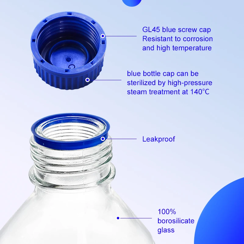 Westtune GL45 Bottiglia di reagente in vetro marrone e trasparente 25 ml-1000 ml Bottiglie da laboratorio resistenti agli agenti chimici con tappo a vite a prova di perdite