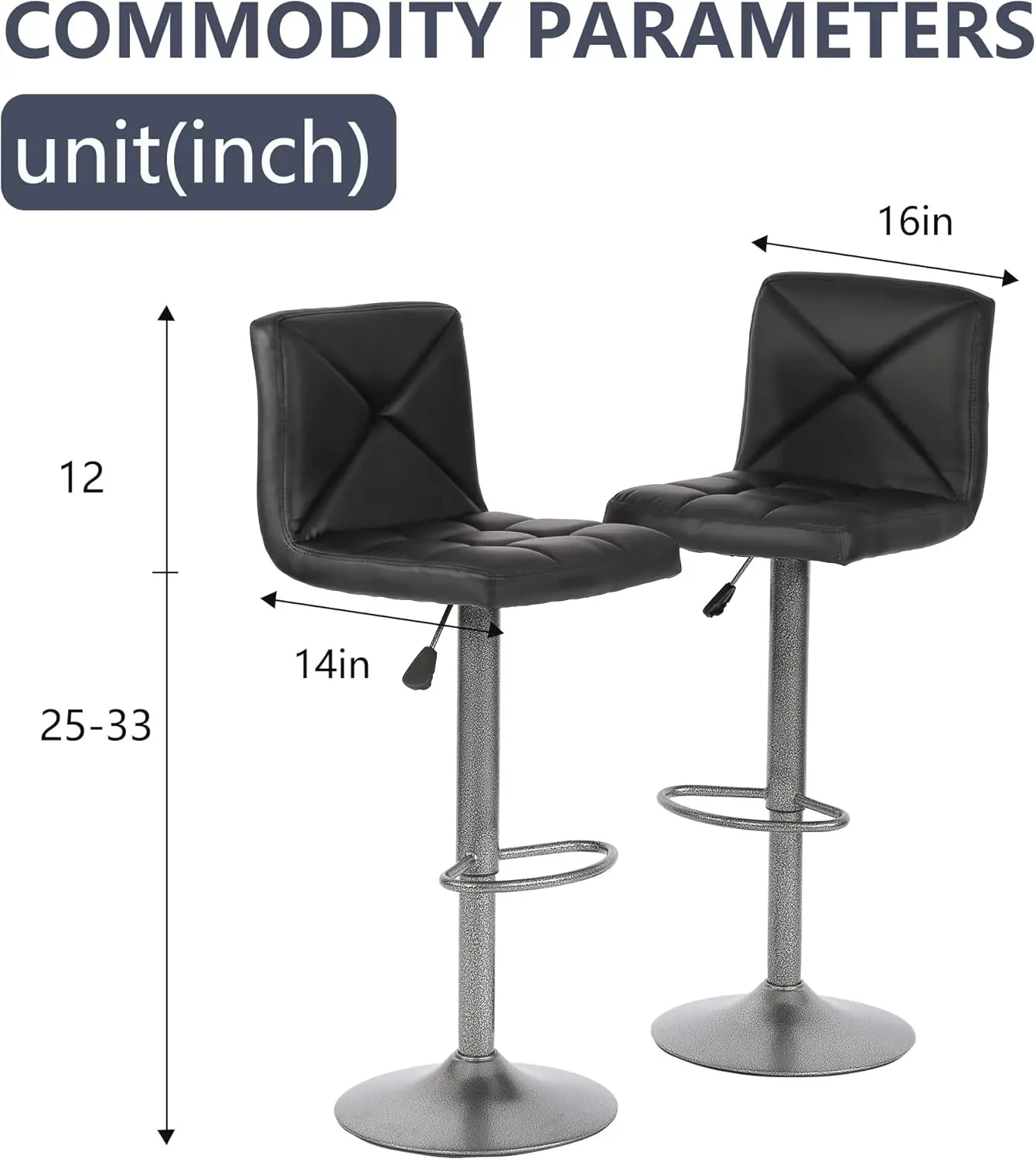 Bar Stools Set Of 2 Counter Height Swivel Stool Pu Leather Modern Height Adjustable Swivel Barstools Hydraulic Chair Bar Stools