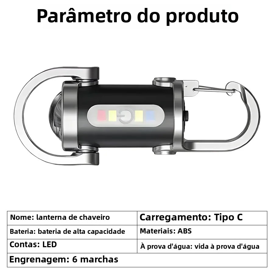 Mini chaveiro portátil lanterna multifuncional cob luz de trabalho 6 modos luz recarregável de emergência para caminhadas busca caminhadas