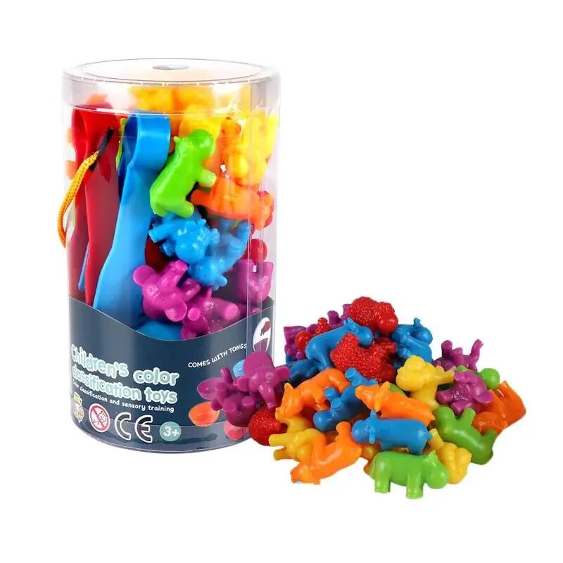 レインボーカウント動物トラフィックカー、早期教育玩具、cog認識、モンテッソーリ、数学教育支援、幼稚園ゲーム