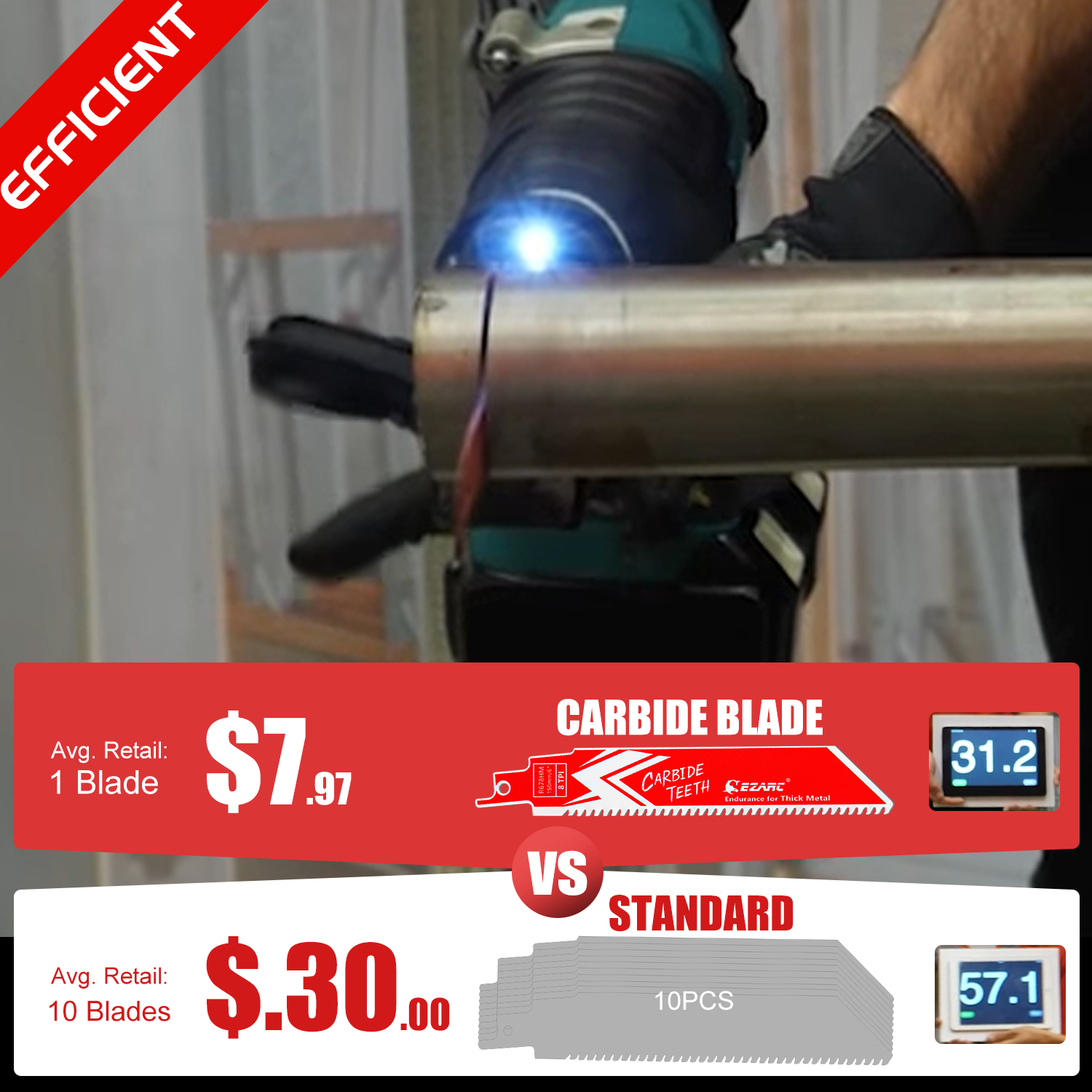 EZARC 3/6/9 unidades 150 mm (6 polegadas) lâmina de serra alternativa de carboneto R678HM resistência para metal grosso, ferro fundido, liga de aço, 8TPI