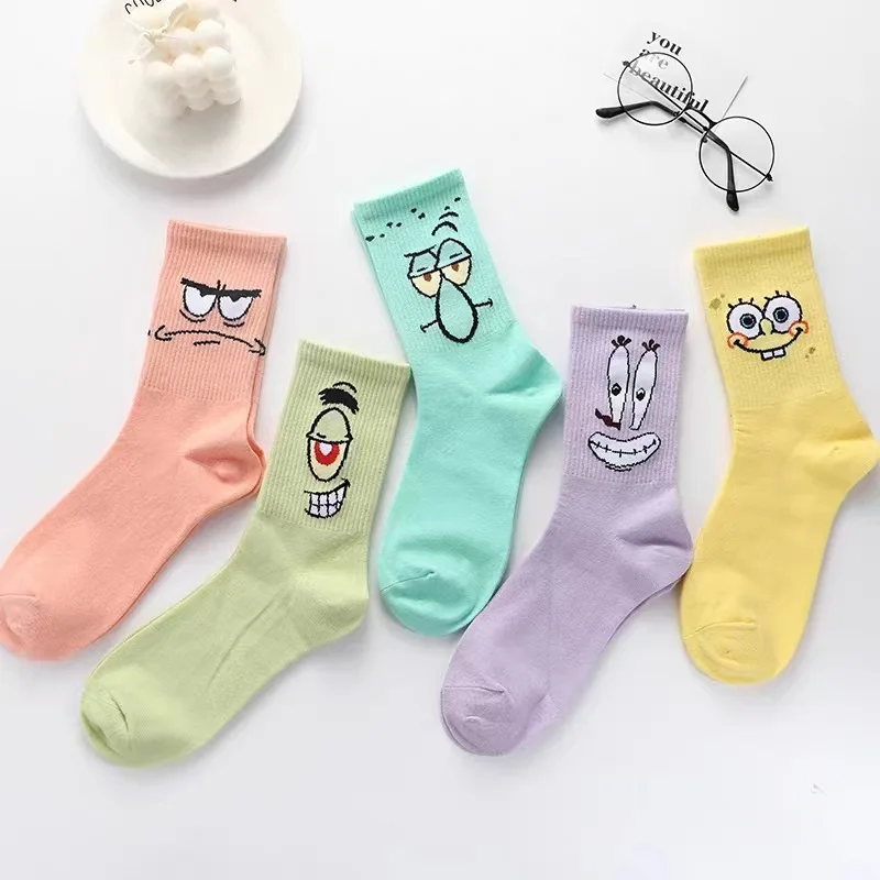 Cartoon SpongeBobs frauen Socken Hohe Qualität Mode männer Frauen Socke Gedruckt Casual Hip-Hop Persönlichkeit Erwachsene Paar Strümpfe