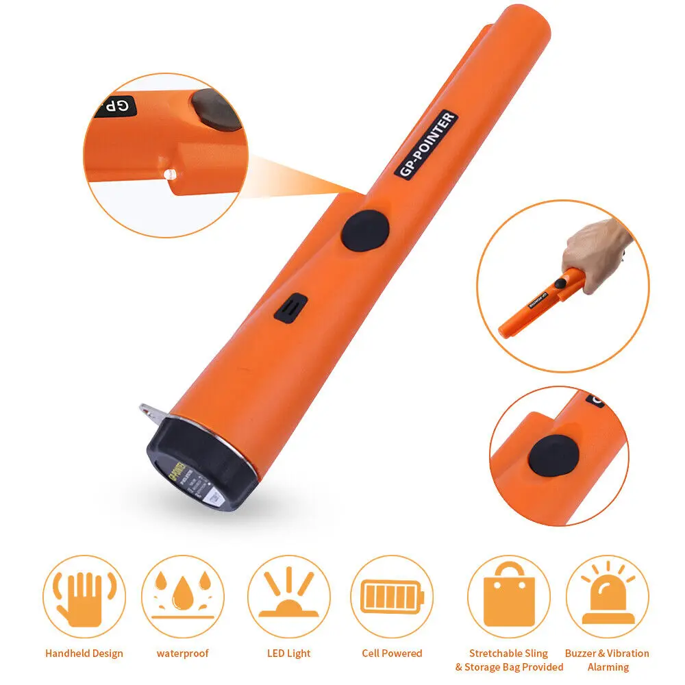 Treasure Hunter Handheld Metal Detector Pinponter Pointer Probe Gold Detector Pinpointing Waterproof Adjustable Sensitivity