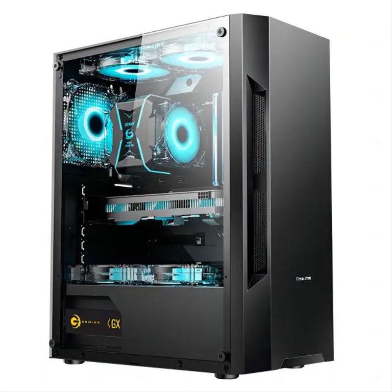 Aotesier 게임용 PC 코어 A8 7680 CPU, 전체 보기 측면 패널, 강화 유리 전면 게임용 PC 게임, 16G RAM, 500 G SSD, ATX, ITX, M-ATX