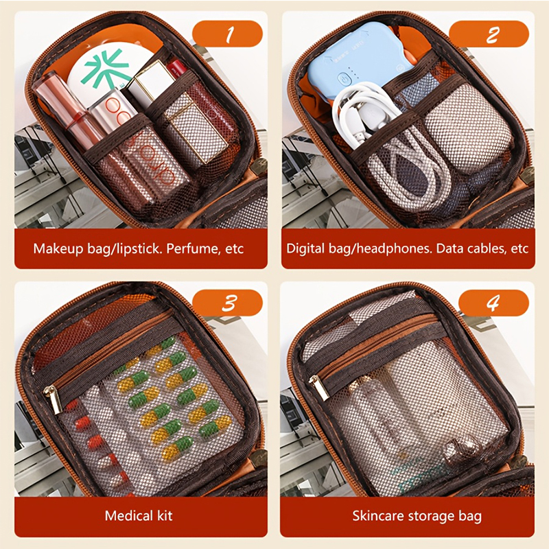 Bolsa de cosméticos de viaje transparente, mini bolsa de almacenamiento de lápiz labial cosmético impermeable portátil, bolso de mano multifuncional