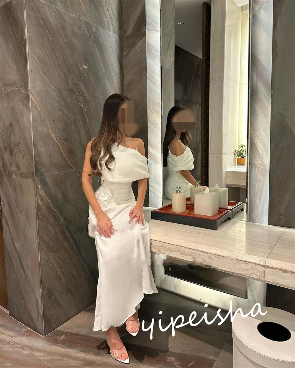 Personalizado jiayigong clássico estilo moderno formal noite de um ombro a linha flores vestidos de ocasião sob medida