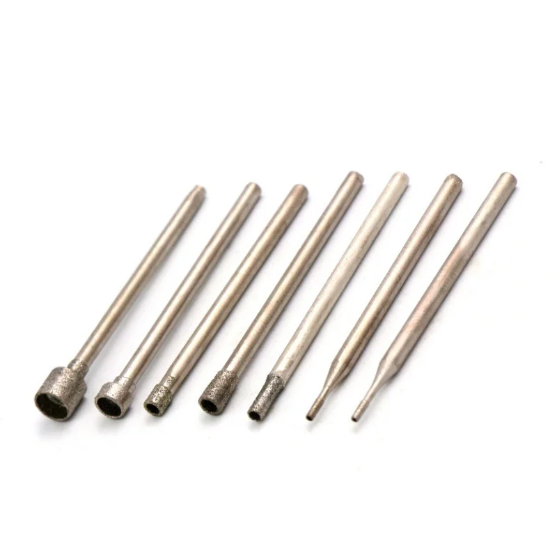 Diamond Drill Bit 2.35mm Shank Concave Burr Needle Polishing Abrasive for Stone Jade Carving Grinding Hollow Head Rotary Tools