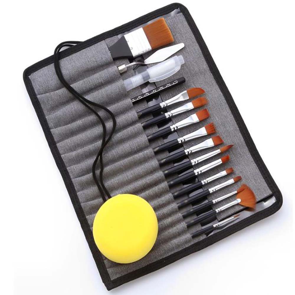 18 Stuks Professionele Aquarel Borstel, Plat In Verschillende Maten, Ronde Kop Zachte Nylon Borstelharen, Geschikt Voor Kunstenaars