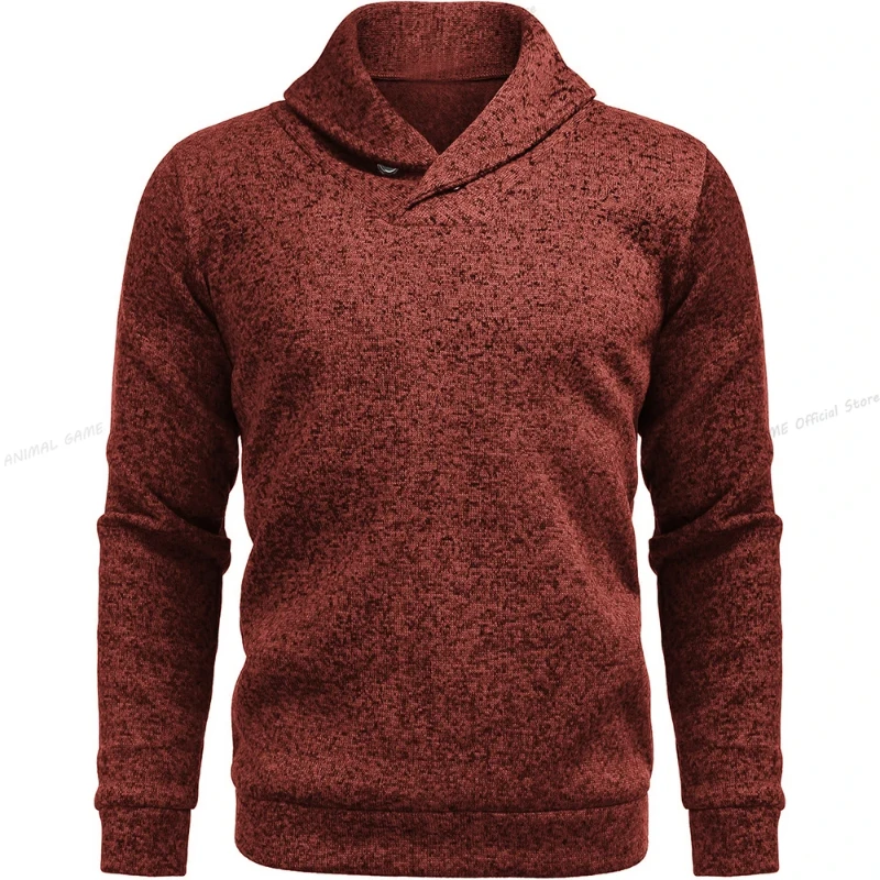 Jesienno-zimowy nowy męski sweter z długim rękawem i wysokim dekoltem Casual Slim Fit Top Mixed Color Elastic Slim Fit Warm Stripe Top