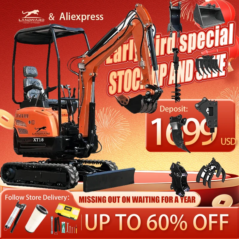 Miniexcavadora hidráulica personalizada de 1,8 toneladas, venta al por mayor de fábrica, miniexcavadora sobre orugas de 1300kg, granja de huerto, pequeña excavadora, precio FOB