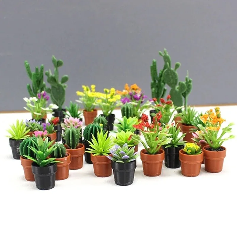 1/12 Puppenhaus Miniatur Szene Dekoration Grün Blumentopf Mini Pflanze Fee Post Topf Puppe Zubehör Spielzeug