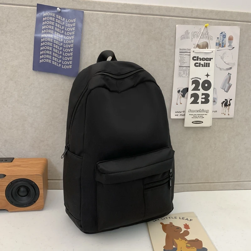 Simple Solid Color Casual Backpack, Lightweight Versatile High School Student Bag, Versatile Solid Color Daypacks ForHangingOut