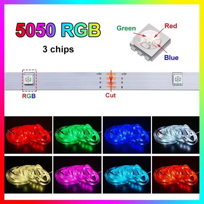 SMD RGB 5050 USB LEDストリップライト テレビ デスクトップスクリーンバックライト 色変更可能 寝室装飾 Bluetooth LEDランプ DIY照明