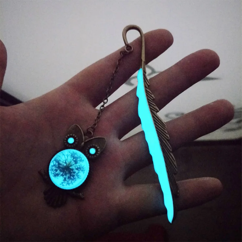 Dễ thương Dạ Quang Kim Loại Lông Vũ Đánh Dấu Trang Cú Chuồn Chuồn Bướm Sách Đánh Dấu cho Giáo Viên Quà Tặng Đẹp Sách Phụ Kiện