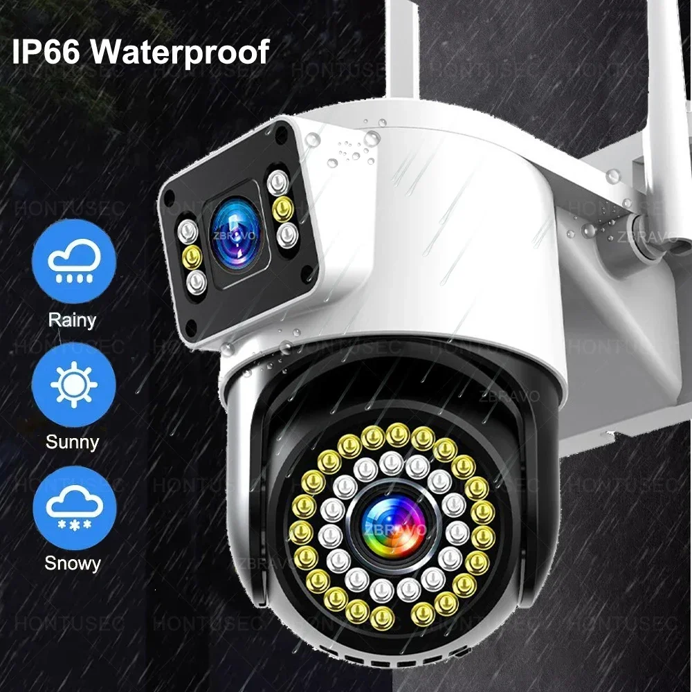 Yoosee 4K 8MP lente Dual pantallas Color visión nocturna detección de movimiento Audio bidireccional cámara de seguridad Wifi impermeable al aire libre