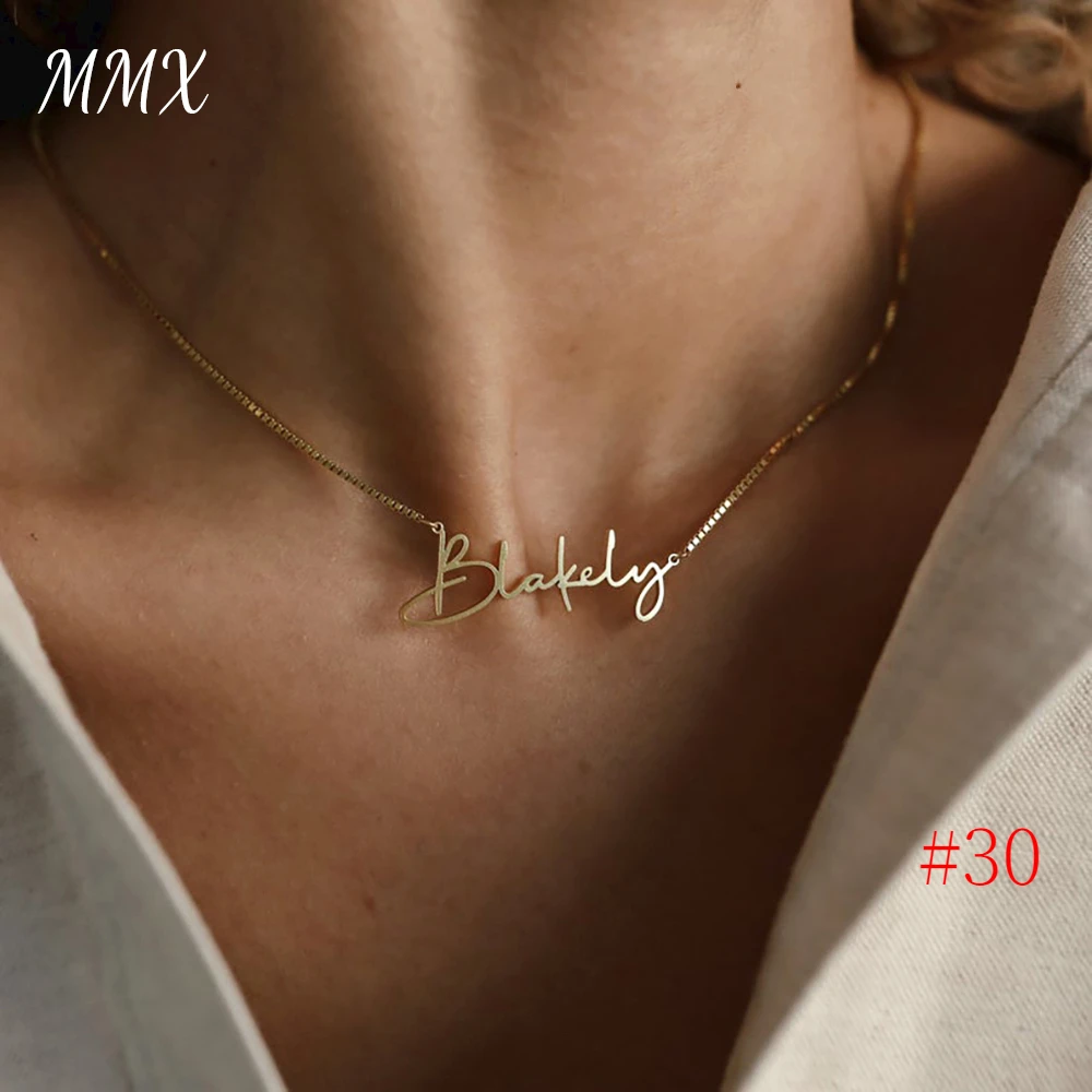 Nome personalizado colares de jóias de aço inoxidável para as mulheres personalizado cursive carta árabe pingente caixa de ouro correntes gargantilha presentes colar feminino aço inoxidável colar com letra do nome